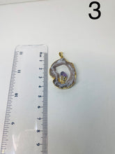 Load image into Gallery viewer, Natural Agate Geode pendant with Gold Electroplating around the edges and Amethyst point in the middle - necklace