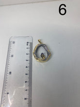 Load image into Gallery viewer, Natural Agate Geode pendant with Gold Electroplating around the edges and Amethyst point in the middle - necklace