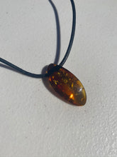 Load image into Gallery viewer, Amber necklace and pendant on leather - necklace
