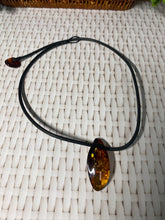 Load image into Gallery viewer, Amber necklace and pendant on leather - necklace