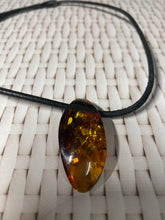Load image into Gallery viewer, Amber necklace and pendant on leather - necklace