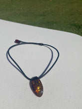 Load image into Gallery viewer, Amber necklace and pendant on leather - necklace