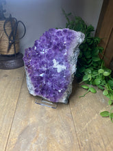 Load image into Gallery viewer, Amethyst Crystal on display stand - large piece with removable display stand