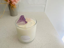 Load image into Gallery viewer, Large Amethyst, Rose Quartz and Clear Quartz natural soy Candle - Large size (285g)