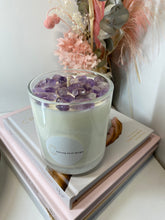 Load image into Gallery viewer, Large Amethyst stone natural soy Candle - Large candle size (285g)