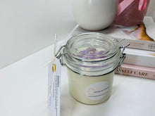 Load image into Gallery viewer, Medium Amethyst infused natural soy Candle in a jar- Medium size (180g)