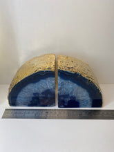 Load image into Gallery viewer, Blue Agate book ends with gold electroplating 05