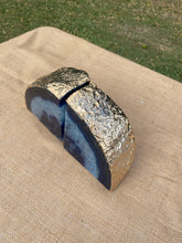 Load image into Gallery viewer, Blue Agate book ends with gold electroplating 05