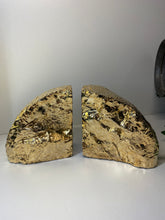 Load image into Gallery viewer, Blue Agate book ends with gold electroplating 05