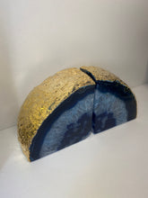 Load image into Gallery viewer, Blue Agate book ends with gold electroplating 05