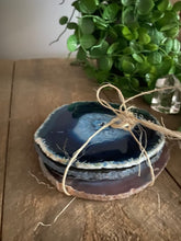 Load image into Gallery viewer, Blue polished Agate Slice coasters- set of 4