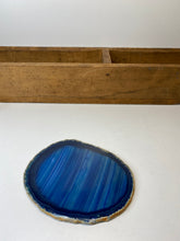 Load image into Gallery viewer, Blue polished Agate Slice drink coaster