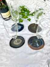 Load image into Gallery viewer, Blue polished Agate Slice drink coasters - set of 4