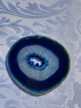 Load image into Gallery viewer, Blue polished Agate Slice drink coasters - set of 4 BCMD020