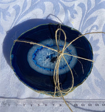 Load image into Gallery viewer, Blue polished Agate Slice drink coasters - set of 4 BCMD020