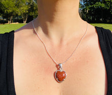 Load image into Gallery viewer, Brown Gold Stone heart shaped Stirling silver pendant - jewellery