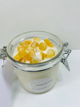 Load image into Gallery viewer, Medium Citrine infused natural soy Candle in a jar - Medium size (180g)
