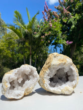 Load image into Gallery viewer, Clear Quartz crystal geode - home décor and table display 32