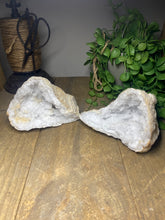 Load image into Gallery viewer, Clear Quartz crystal geode pair - home décor and table display