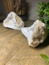 Load image into Gallery viewer, Clear Quartz crystal geode pair - home décor and table display