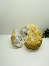 Load image into Gallery viewer, Clear Quartz crystal geode pair - home décor and table display