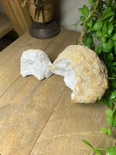 Load image into Gallery viewer, Clear Quartz crystal geode pair - home décor and table display