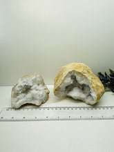 Load image into Gallery viewer, Clear Quartz crystal geode pair - home décor and table display