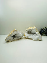 Load image into Gallery viewer, Clear Quartz crystal geode pair - home décor and table display