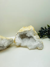 Load image into Gallery viewer, Clear Quartz crystal geode pair - home décor and table display