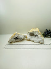 Load image into Gallery viewer, Clear Quartz crystal geode pair - home décor and table display