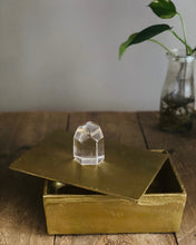 Load image into Gallery viewer, Gold Trinket box with polished clear Quartz Crystal handle
