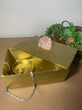 Load image into Gallery viewer, Gold trinket, jewellery or gift box with Rose Quartz handle
