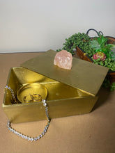 Load image into Gallery viewer, Gold trinket, jewellery or gift box with Rose Quartz handle