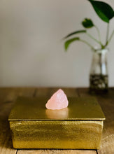 Load image into Gallery viewer, Gold trinket box with Rose Quartz handle