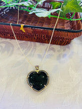 Load image into Gallery viewer, Green Goldstone heart shaped sterling silver pendant - necklace
