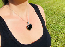 Load image into Gallery viewer, Green Goldstone heart shaped sterling silver pendant - necklace