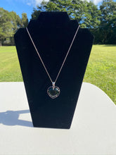 Load image into Gallery viewer, Green Goldstone heart shaped sterling silver pendant - necklace