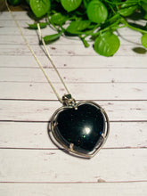 Load image into Gallery viewer, Green Goldstone heart shaped sterling silver pendant - necklace