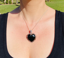 Load image into Gallery viewer, Green Goldstone heart shaped sterling silver pendant - necklace