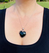 Load image into Gallery viewer, Green Goldstone heart shaped sterling silver pendant - necklace