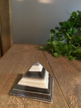 Load image into Gallery viewer, Zebra Onyx Crystal Pyramid, paper weight or unique display piece - Small