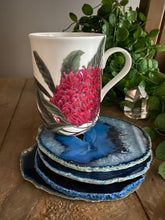 Load image into Gallery viewer, Blue polished Agate Slice coasters- set of 4