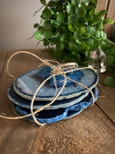 Load image into Gallery viewer, Blue polished Agate Slice coasters- set of 4