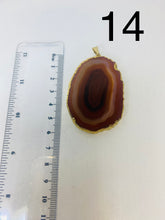 Load image into Gallery viewer, Natural polished Agate Pendant with gold electroplating around the edges - necklace