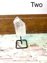Load image into Gallery viewer, Clear Quartz on black stand