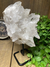 Load image into Gallery viewer, Large clear quartz on black stand