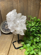 Load image into Gallery viewer, Large clear quartz on black stand