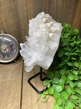 Load image into Gallery viewer, Large clear quartz on black stand