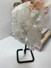 Load image into Gallery viewer, Large clear quartz on black stand