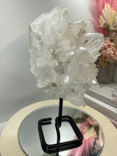 Load image into Gallery viewer, Large clear quartz on black stand